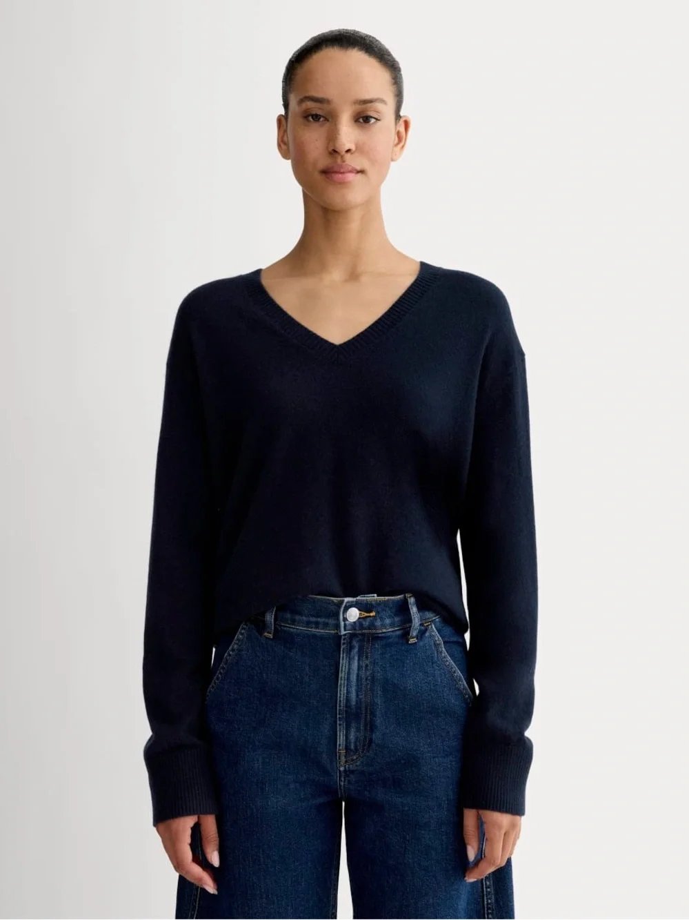 Everlane The Classic V In Cashmere Navy V Neck Sweater XS NWT 100% Cashmere